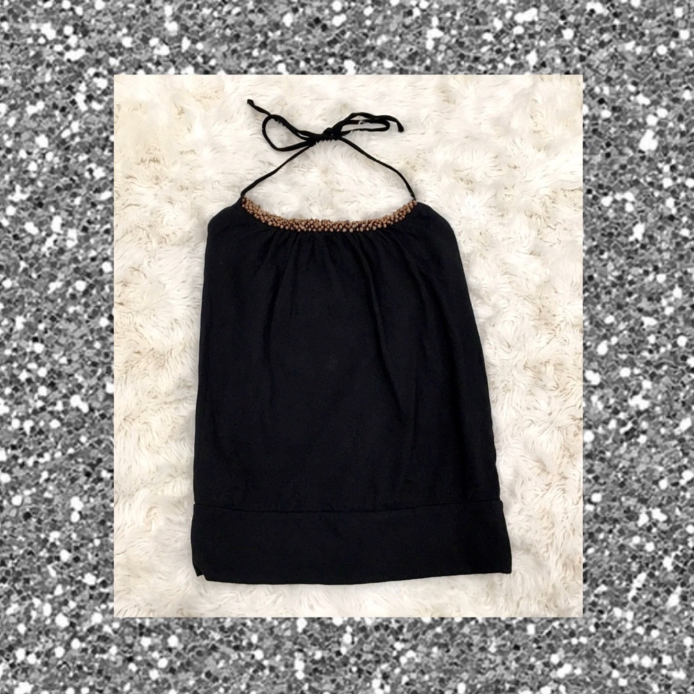 Black, Beaded Neck, Banana Republic Halter Top